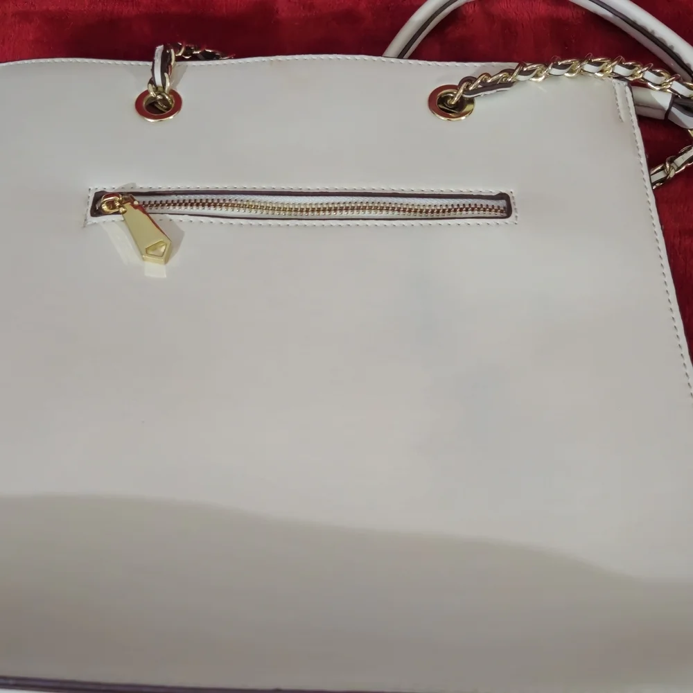 BCBG Cream Tote Bag with Gold Accents